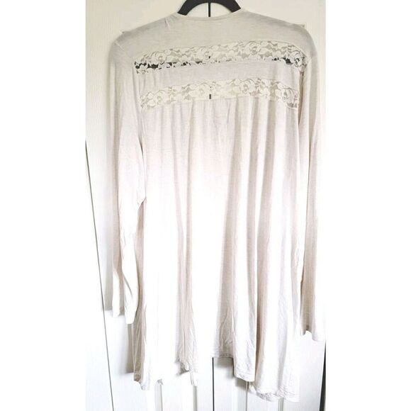 Torrid 2 Super Soft Tan Open Front Drape Cardigan Top Long‎ Sleeve Lace Accents - Picture 2 of 8